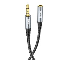 Аудiокабель HOCO UPA20 3.5 audio extension cable male to female (L=1M) Metal Gray (6931474762153)