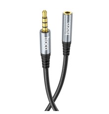 Аудiокабель HOCO UPA20 3.5 audio extension cable male to female (L=1M) Metal Gray (6931474762153)