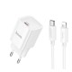 Мережевий зарядний пристрій з кабелем HOCO C148A Charm single port PD30W charger set (C to iP) (EU) White (6942007630313)