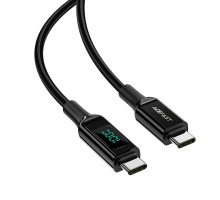 Кабель ACEFAST C6-03 Type-C to Type-C 5A, 100W, 2m, nylon, zinc connectors, digital display, Black (AFC6-03B)