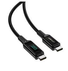 Кабель ACEFAST C6-03 Type-C to Type-C 5A, 100W, 2m, nylon, zinc connectors, digital display, Black (AFC6-03B)