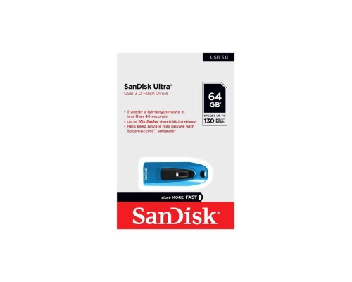 Флеш-накопичувач SanDisk USB 3.0 Ultra 64Gb (130Mb/s) Blue (SDCZ48-064G-U46B) Флеш-накопичувач SanDisk USB 3.0 Ultra 64Gb (130Mb/s) Blue (SDCZ48-064G-U46B)