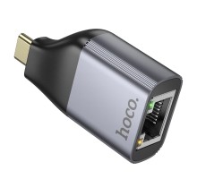 Перехідник HOCO UA35 Type-C to RJ45 adapter Metal Gray (6942007645607)