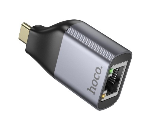 Перехідник HOCO UA35 Type-C to RJ45 adapter Metal Gray (6942007645607)