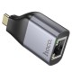 Перехідник HOCO UA35 Type-C to RJ45 adapter Metal Gray (6942007645607)