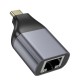 Перехідник HOCO UA35 Type-C to RJ45 adapter Metal Gray (6942007645607)