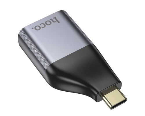Перехідник HOCO UA35 Type-C to RJ45 adapter Metal Gray (6942007645607)
