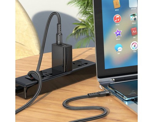 Кабель HOCO U110 Type-C to Type-C 60W charging data cable Black (6931474770622)