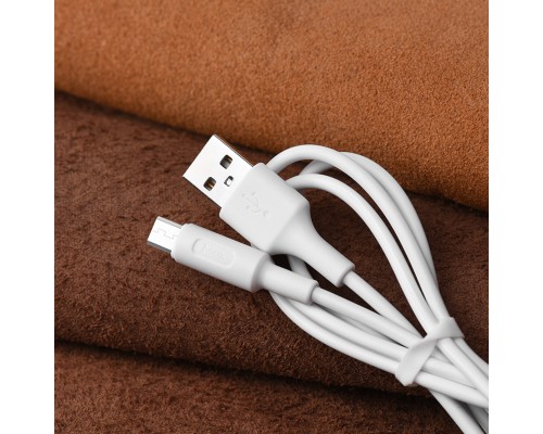 Кабель HOCO X25 USB to Micro 2A, 1m, PVC, PVC connectors, White (6957531080138)