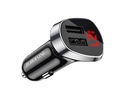 Автомобільний зарядний пристрій BOROFONE BZ15 Auspicious dual port digital display car charger (6931474737649)