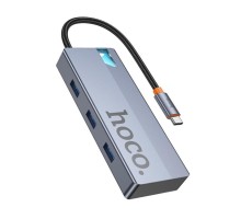 USB-хаб HOCO HB50 Wow 5-in-1 multi-function converter (HDTV+PD+USB3.0*3) Deep Space Gray (6942007647298)