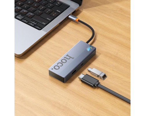 USB-хаб HOCO HB50 Wow 5-in-1 multi-function converter (HDTV+PD+USB3.0*3) Deep Space Gray (6942007647298) USB-хаб HOCO HB50 Wow 5-in-1 multi-function converter (HDTV+PD+USB3.0*3) Deep Space Gray (6942007647298)