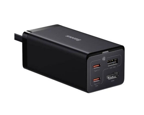 Мережевий зарядний пристрій Baseus GaN5 Pro Desktop Fast Charger 1U+2C+HDMI 67W with 1.5m power cord EU Black (CCGP110201) Мережевий зарядний пристрій Baseus GaN5 Pro Desktop Fast Charger 1U+2C+HDMI 67W with 1.5m power cord EU Black (CCGP110201)