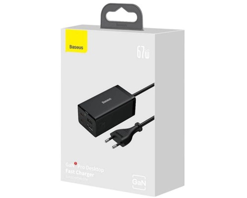 Мережевий зарядний пристрій Baseus GaN5 Pro Desktop Fast Charger 1U+2C+HDMI 67W with 1.5m power cord EU Black (CCGP110201) Мережевий зарядний пристрій Baseus GaN5 Pro Desktop Fast Charger 1U+2C+HDMI 67W with 1.5m power cord EU Black (CCGP110201)