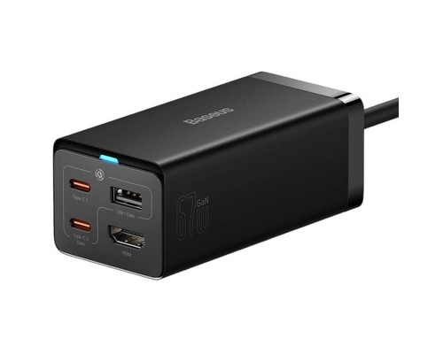 Мережевий зарядний пристрій Baseus GaN5 Pro Desktop Fast Charger 1U+2C+HDMI 67W with 1.5m power cord EU Black (CCGP110201) Мережевий зарядний пристрій Baseus GaN5 Pro Desktop Fast Charger 1U+2C+HDMI 67W with 1.5m power cord EU Black (CCGP110201)