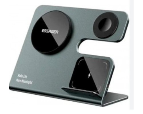 Бездротовий зарядний пристрій Essager Ruicheng desktop magnetic suction three in one wireless charging of 15W black (EWXZM-RC0G-Z) Бездротовий зарядний пристрій Essager Ruicheng desktop magnetic suction three in one wireless charging of 15W black (EWXZM-RC0G-Z)