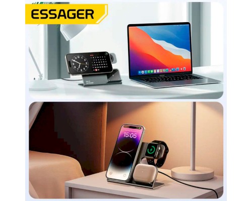 Бездротовий зарядний пристрій Essager Ruicheng desktop magnetic suction three in one wireless charging of 15W black (EWXZM-RC0G-Z) Бездротовий зарядний пристрій Essager Ruicheng desktop magnetic suction three in one wireless charging of 15W black (EWXZM-RC0G-Z)