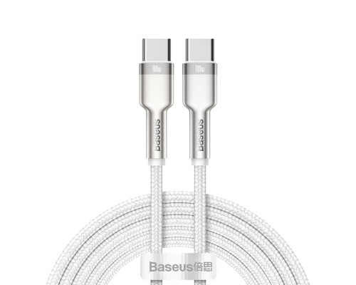 Кабель Baseus Cafule Series Metal Data Cable Type-C to Type-C 100W 2m White (CATJK-D02) Кабель Baseus Cafule Series Metal Data Cable Type-C to Type-C 100W 2m White (CATJK-D02)