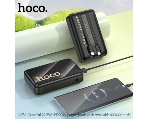 Зовнішній акумулятор HOCO Q37A Graceful 22.5W+PD20W power bank with two cables(20000mAh) Black (6942007644921) Зовнішній акумулятор HOCO Q37A Graceful 22.5W+PD20W power bank with two cables(20000mAh) Black (6942007644921)