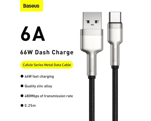 Кабель Baseus Cafule Series Metal Data Cable USB to Type-C 66W 0.25m Black (CAKF000001) Кабель Baseus Cafule Series Metal Data Cable USB to Type-C 66W 0.25m Black (CAKF000001)