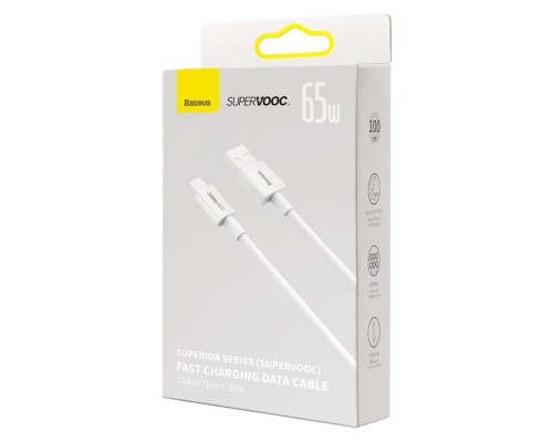 Кабель Baseus Superior Series (SUPERVOOC) Fast Charging Data Cable USB to Type-C 65W 1m White (CAYS000902) Кабель Baseus Superior Series (SUPERVOOC) Fast Charging Data Cable USB to Type-C 65W 1m White (CAYS000902)