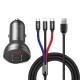 Автомобільний зарядний пристрій Baseus Digital Display Dual USB 4.8A Car Charger 24W+Three Primary Colors 3-in-1 Cable1.2M (TZCCBX-0G)
