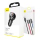 Автомобільний зарядний пристрій Baseus Digital Display Dual USB 4.8A Car Charger 24W+Three Primary Colors 3-in-1 Cable1.2M (TZCCBX-0G)