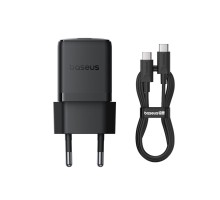 Мережевий зарядний пристрій Baseus Palm Fast Charger 1C 30W EU Cluster Black(With: Baseus Mini White Cable Type-C to Type-C 60W(20V/3A) 1m Cluster Bla (P10111605113-01)