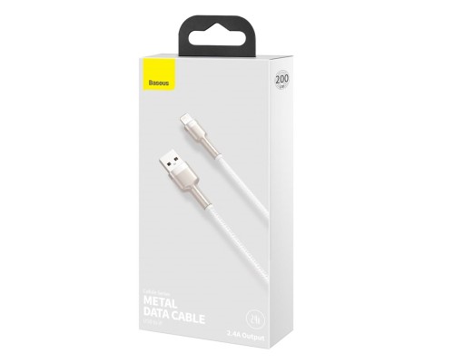 Кабель Baseus Cafule Series Metal Data Cable USB to IP 2.4A 2m White (CALJK-B02) Кабель Baseus Cafule Series Metal Data Cable USB to IP 2.4A 2m White (CALJK-B02)
