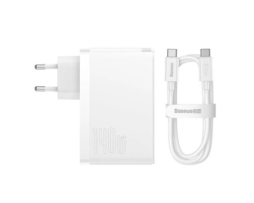 Мережевий зарядний пристрій Baseus GaN5 Pro Fast Charger 2C+U 140W EU White (With Superior Series Fast Charging Data Cable Type-C to Type-C 240W(48V/5 (CCGP100202) Мережевий зарядний пристрій Baseus GaN5 Pro Fast Charger 2C+U 140W EU White (With Superior Series Fast Charging Data Cable Type-C to Type-C 240W(48V/5 (CCGP100202)