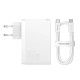 Мережевий зарядний пристрій Baseus GaN5 Pro Fast Charger 2C+U 140W EU White (With Superior Series Fast Charging Data Cable Type-C to Type-C 240W(48V/5 (CCGP100202)
