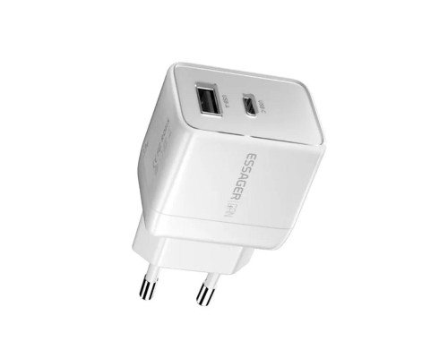 Мережевий зарядний пристрій ESSAGER ECT33W Gan 1USB 1T-C 33W white (ECT33W-LJB02-Z) Мережевий зарядний пристрій ESSAGER ECT33W Gan 1USB 1T-C 33W white (ECT33W-LJB02-Z)