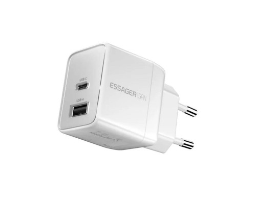 Мережевий зарядний пристрій ESSAGER ECT33W Gan 1USB 1T-C 33W white (ECT33W-LJB02-Z) Мережевий зарядний пристрій ESSAGER ECT33W Gan 1USB 1T-C 33W white (ECT33W-LJB02-Z)