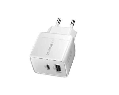 Мережевий зарядний пристрій ESSAGER ECT33W Gan 1USB 1T-C 33W white (ECT33W-LJB02-Z) Мережевий зарядний пристрій ESSAGER ECT33W Gan 1USB 1T-C 33W white (ECT33W-LJB02-Z)