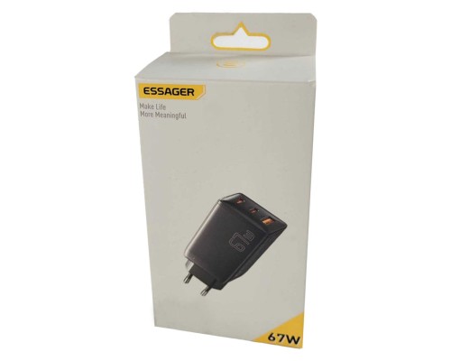 Мережевий зарядний пристрій ESSAGER DIANYUN 67W GaN travel charger 2C+A black (ECTAC-DYB01-Z) Мережевий зарядний пристрій ESSAGER DIANYUN 67W GaN travel charger 2C+A black (ECTAC-DYB01-Z)