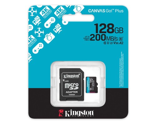 Карта пам'яті microSDXC (UHS-1 U3) Kingston Canvas Go! Plus 128Gb class 10 A2 V30 (R200MB/s) (adapter SD) (SDCG4/128GB) Карта пам'яті microSDXC (UHS-1 U3) Kingston Canvas Go! Plus 128Gb class 10 A2 V30 (R200MB/s) (adapter SD) (SDCG4/128GB)