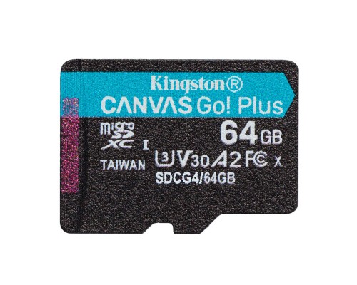Карта пам'яті microSDXC (UHS-1 U3) Kingston Canvas Go! Plus 64Gb class 10 A2 V30 (R200MB/s) (SDCG4/64GBSP)