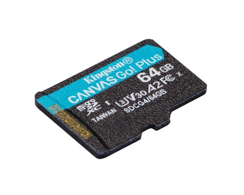 Карта пам'яті microSDXC (UHS-1 U3) Kingston Canvas Go! Plus 64Gb class 10 A2 V30 (R200MB/s) (SDCG4/64GBSP)