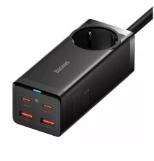 Мережевий зарядний пристрій Baseus GaN3 Pro Desktop Powerstrip AC+2U+2C 100W EU Black (With Mini White Cable Type-C to Type-C 100W(20V/5A) 1m Black） (PSZM000401)