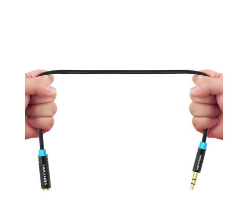 Аудіокабель Vention Cotton Braided 3.5mm Audio Extension Cable 5M Black Metal Type (VAB-B06-B500-M) (VAB-B06-B500-M) Аудіокабель Vention Cotton Braided 3.5mm Audio Extension Cable 5M Black Metal Type (VAB-B06-B500-M) (VAB-B06-B500-M)