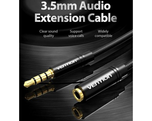 Аудіокабель Vention Cotton Braided 3.5mm Audio Extension Cable 5M Black Metal Type (VAB-B06-B500-M) (VAB-B06-B500-M) Аудіокабель Vention Cotton Braided 3.5mm Audio Extension Cable 5M Black Metal Type (VAB-B06-B500-M) (VAB-B06-B500-M)