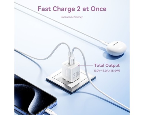Мережевий зарядний пристрій Vention 2-Port USB (C + A) GaN Charger (30W/30W) EU-Plug White (FEQW0-EU) Мережевий зарядний пристрій Vention 2-Port USB (C + A) GaN Charger (30W/30W) EU-Plug White (FEQW0-EU)