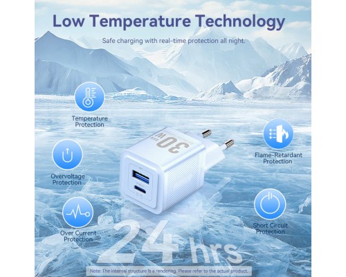 Мережевий зарядний пристрій Vention 2-Port USB (C + A) GaN Charger (30W/30W) EU-Plug White (FEQW0-EU) Мережевий зарядний пристрій Vention 2-Port USB (C + A) GaN Charger (30W/30W) EU-Plug White (FEQW0-EU)