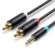 Аудіокабель Vention 3.5MM Male to 2-Male RCA Adapter Cable 0.5M Black (BCLBD)