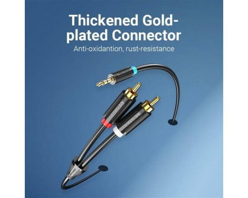 Аудіокабель Vention 3.5MM Male to 2-Male RCA Adapter Cable 0.5M Black (BCLBD) Аудіокабель Vention 3.5MM Male to 2-Male RCA Adapter Cable 0.5M Black (BCLBD)