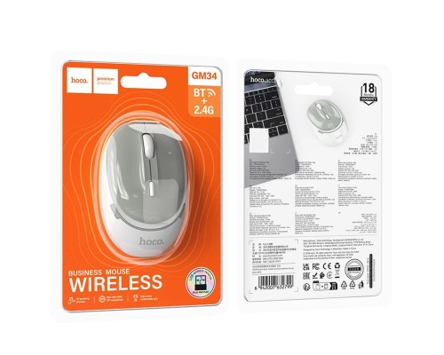 Маніпулятор миша бездротова HOCO GM34 Nuevo dual-mode business wireless mouse Gray White (6942007632799) Маніпулятор миша бездротова HOCO GM34 Nuevo dual-mode business wireless mouse Gray White (6942007632799)