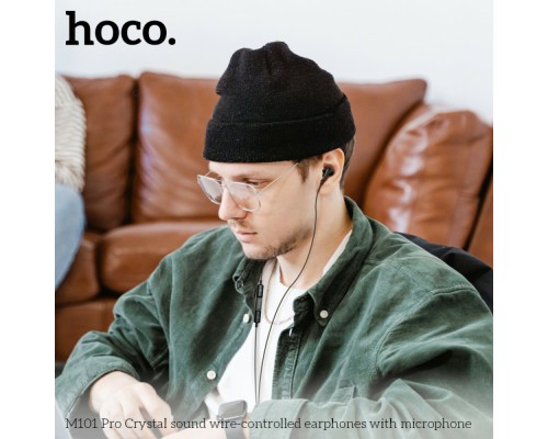 Навушники HOCO M101 Pro Crystal sound wire-controlled earphones with microphone Black (6931474782373)