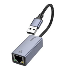 Мережевий адаптер HOCO UA37 USB ethernet adapter (1000 Mbps) Metal Gray (6942007647274)