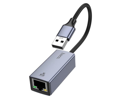 Мережевий адаптер HOCO UA37 USB ethernet adapter (1000 Mbps) Metal Gray (6942007647274)