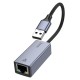 Мережевий адаптер HOCO UA37 USB ethernet adapter (1000 Mbps) Metal Gray (6942007647274)